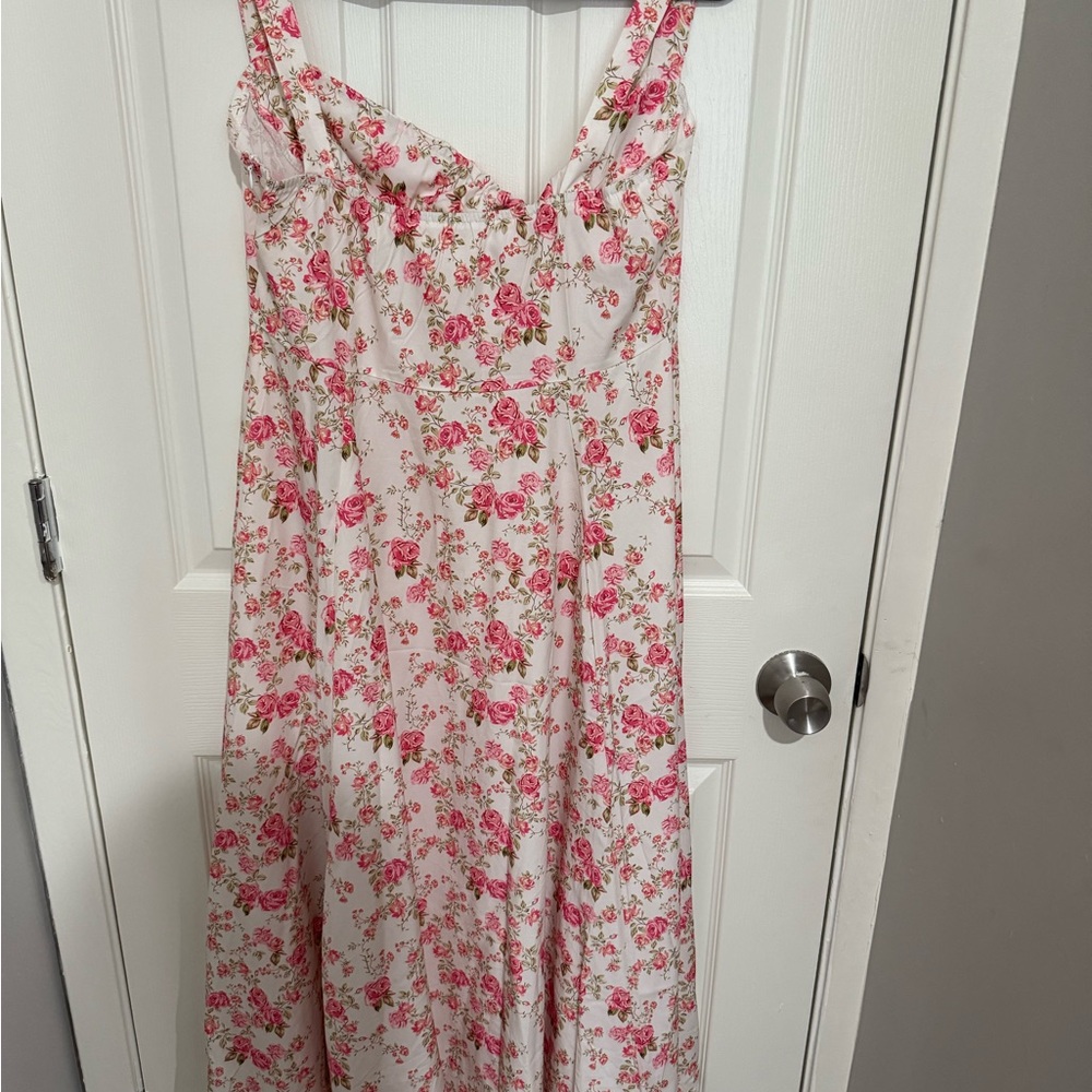 Floral Pink and White Dress